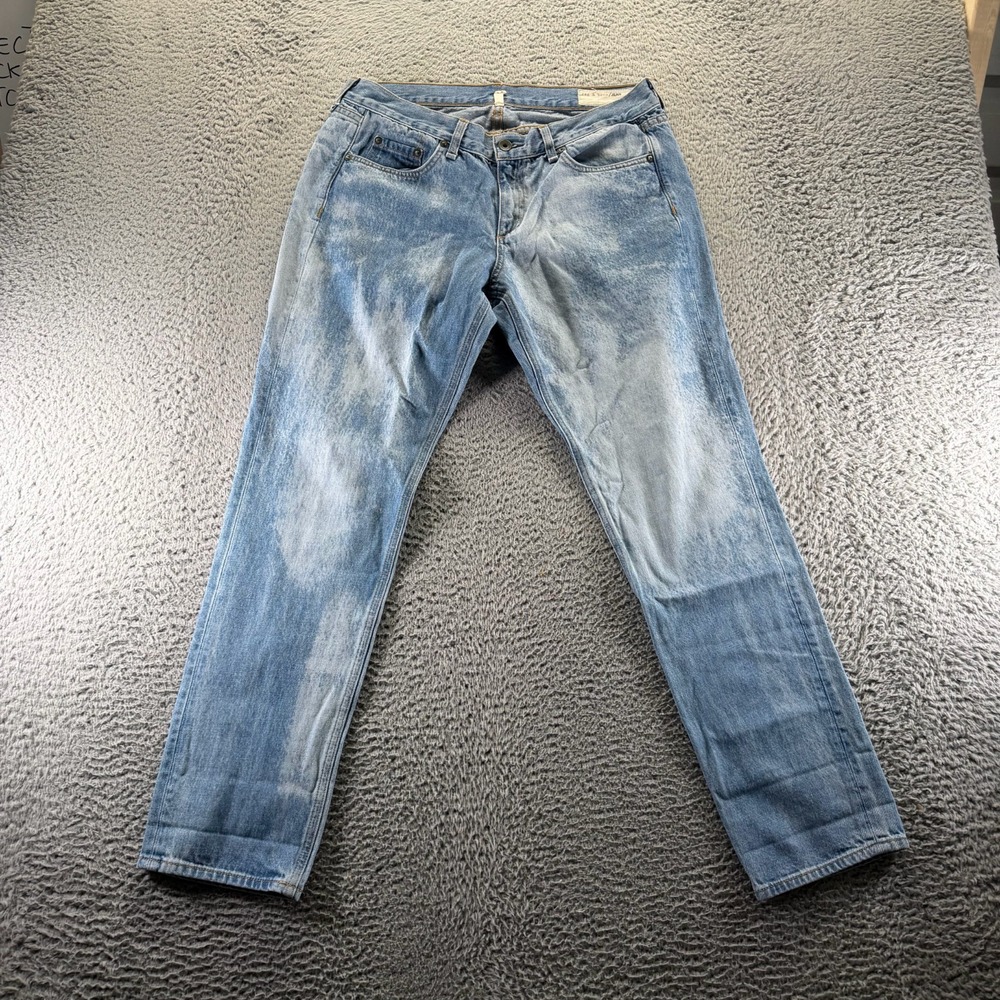 Rag & Bone Jeans Womens 29 Blue Cotton Denim Faded Boyfriend Workwear Outdoor